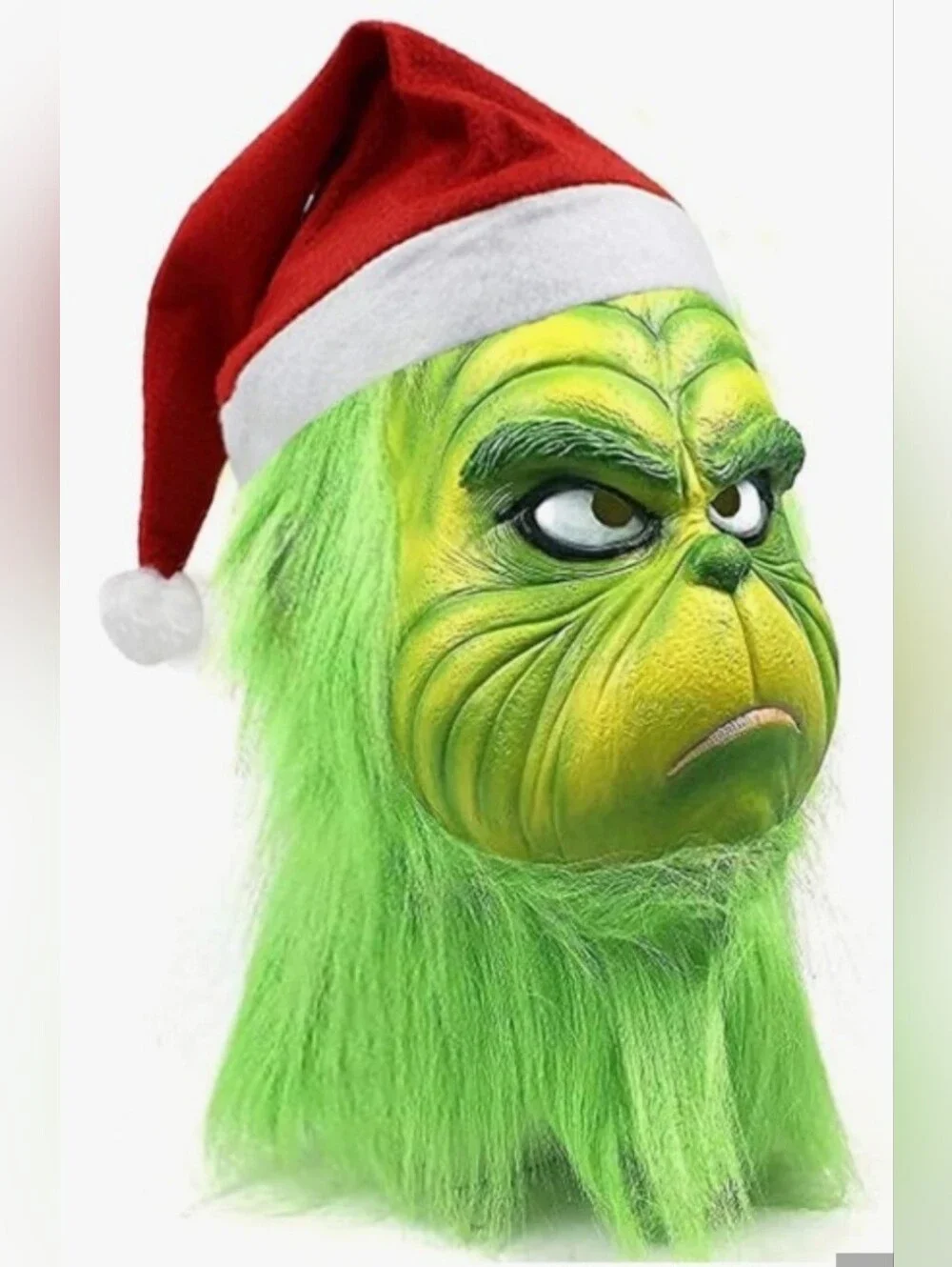Grinch Costume Mask with Santa Hat